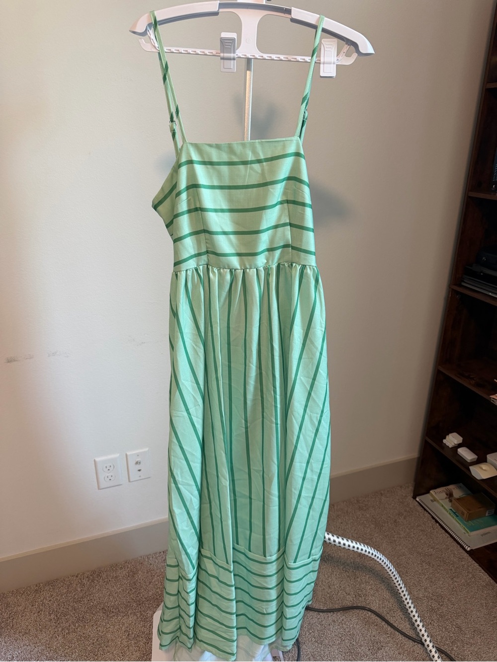 Sleeveless Mint Green Striped Maxi Dress